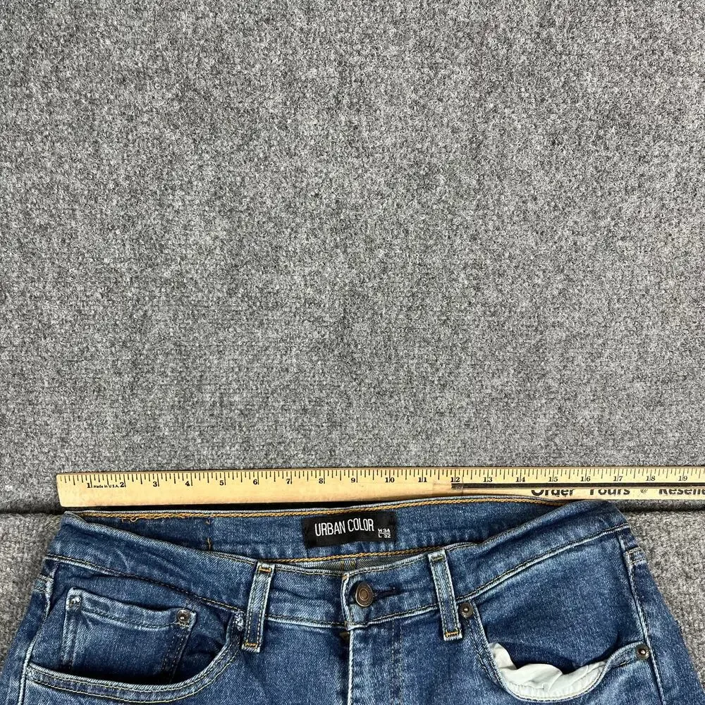 Urban Color Jeans Mens Size W34 L32 Blue Straight Leg Casual‎ Denim Classic